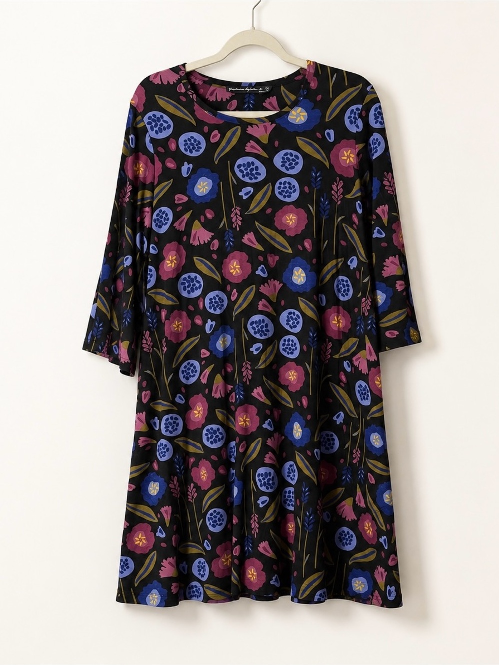 Gudrun Sjoden Floral Lyocell Swing Dress M Lagenlook‎ Artsy Scandinavian